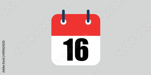 Simple vectorized and editable calendar flat icon saved in eps 10, marking day 16