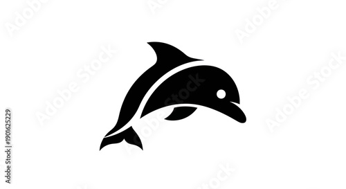 Black dolphin silhouette against white background