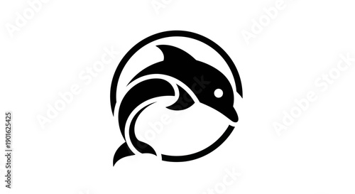 Black dolphin silhouette in circle
