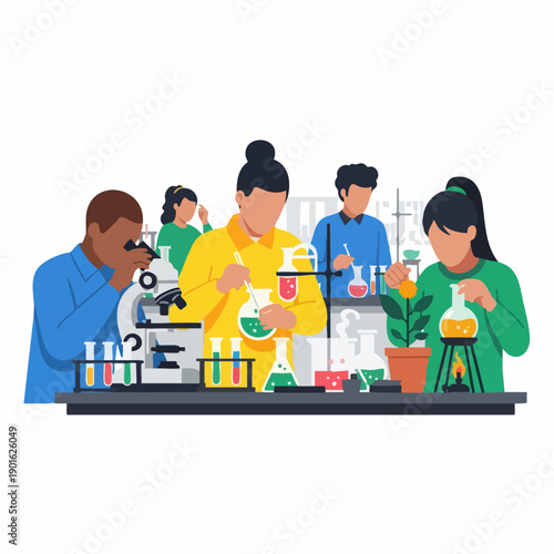science research team in laboratory.
