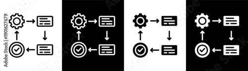 process flow white icon set design