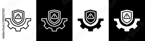 risk mitigation white icon set design