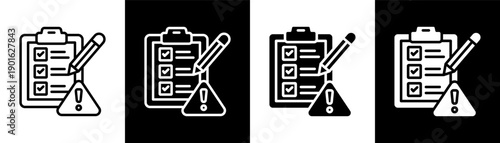 risk assessment white icon set design