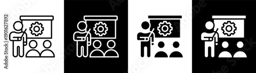 employee training white icon set design