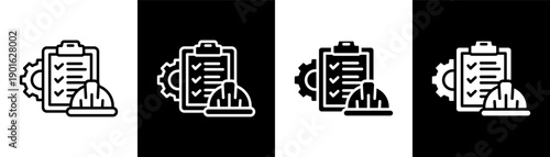 work procedure white icon set design