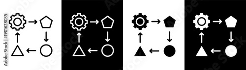 workflow white icon set design