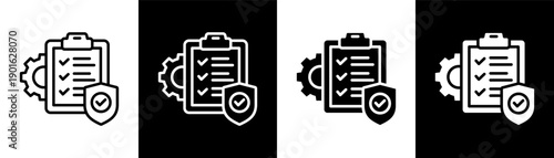 Policies white icon set design