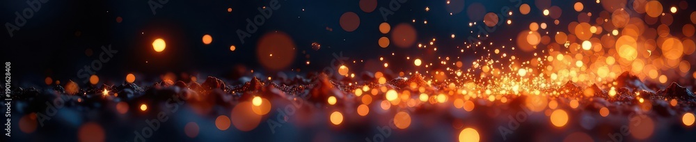 Obraz premium Golden firework trail leaves sparkling embers, beautiful, luxury, elegant