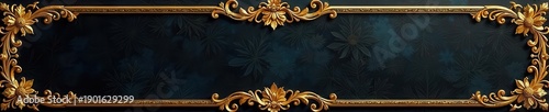 Intricate gold floral ornament; vintage frames, borders, swirls, elegant design, pattern, decorative