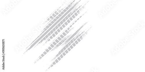 Tire track. Car, bike, motorcycle tyre mark with grunge effect isolated on white background. Wheel footprint on the road. Top view of rubber protector mark