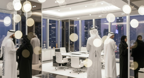 Abstract Middle Eastern Corporate Meeting with Traditional Clothing