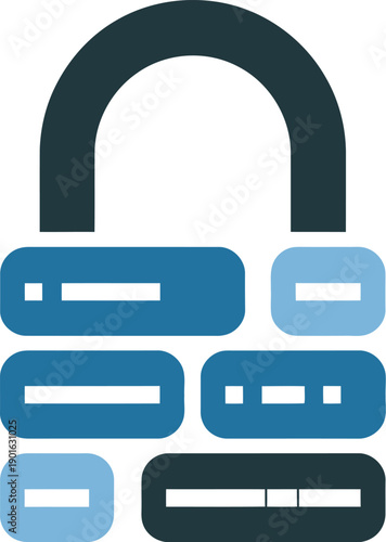 Stylized Padlock with Digital Representing Security and Data