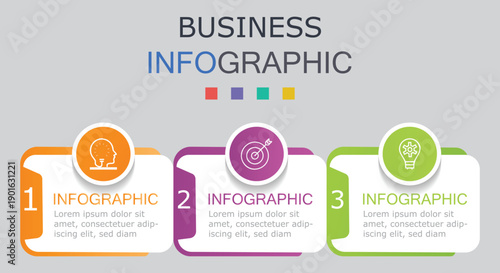 Business infographic design template with 3 options, steps or processes. Vector business template for presentation.