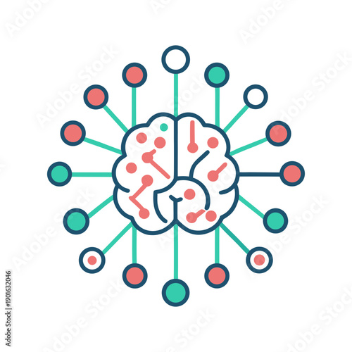 Neural network brain connection illustration for artificial intelligence