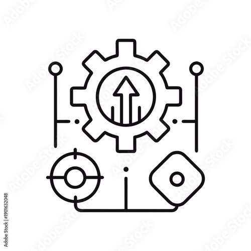 Artificial intelligence automation system gear illustration technology