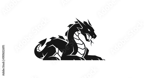Black dragon silhouette isolated design