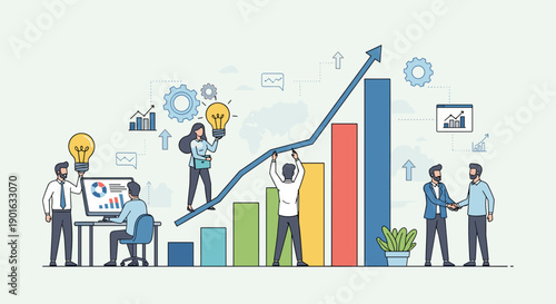 Business People Analyzing Growth Chart Graph.