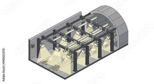 3D Model of Industrial Factory Building Structure.