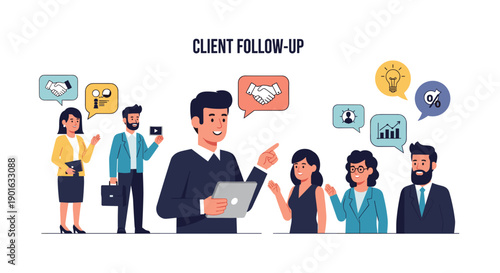 Business People Discussing Client Follow Up.