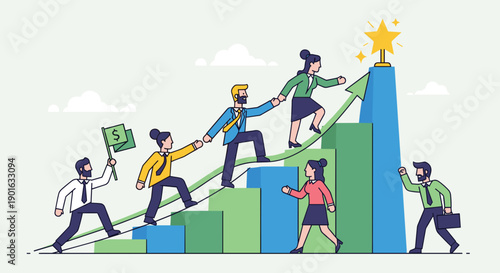 Business People Climbing Stairs to Success.