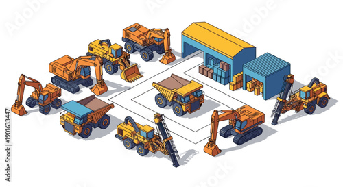 Construction Equipment and Machinery Illustration.