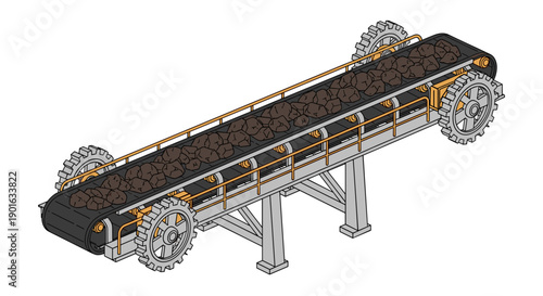 Conveyor Belt System with Wheels and Frame.