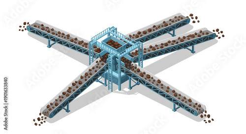 Conveyor Belt System with Multiple Arms.