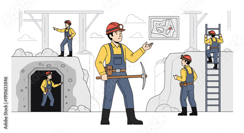 Construction Workers in Industrial Setting.