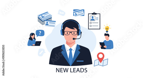 Customer Service Representative with Headset.