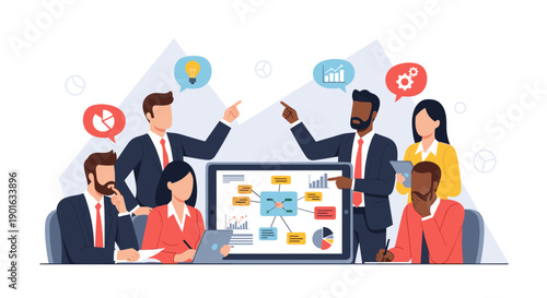 Diverse Business Team Discussing Project on Computer.