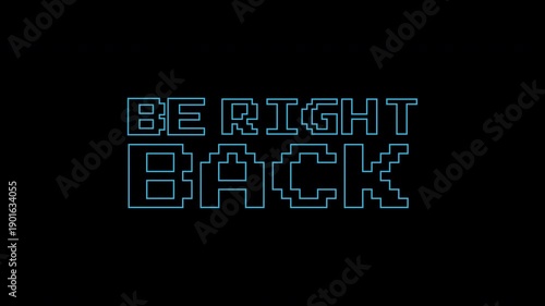 Be right back glitch in pixelated blue text ideal for digital backgrounds, social media posts, website banners, or email signatures.