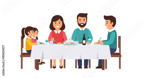 Family having dinner together at home.