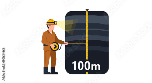 Man Measuring Water Depth with Gauge.