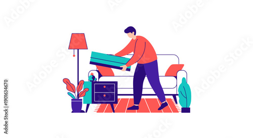 Man Moving Furniture into New Home.