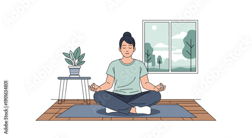 Man Sitting in Lotus Position Meditating.
