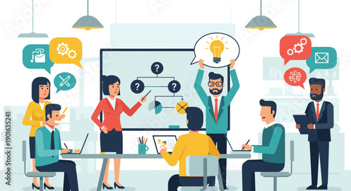 Team Brainstorming Session with Idea Generation.