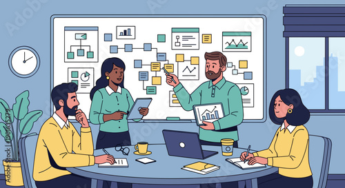 Team Meeting with Colleagues Discussing Project.