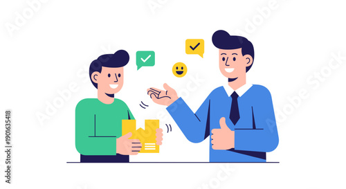 Two Men Interacting with Emoticons.