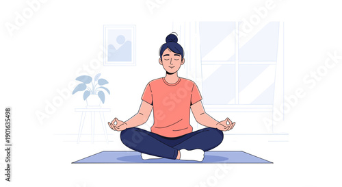 Woman Practicing Yoga Meditation Pose.