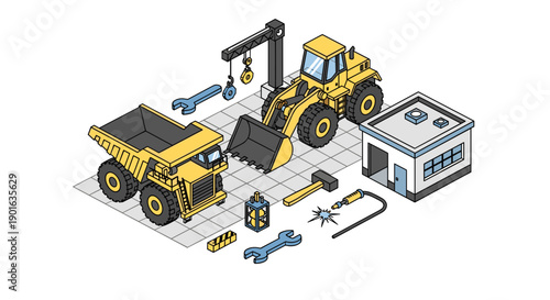Yellow Construction Vehicles and Equipment Parts.