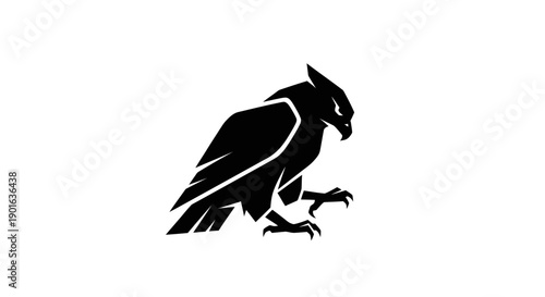 Black eagle silhouette on white background