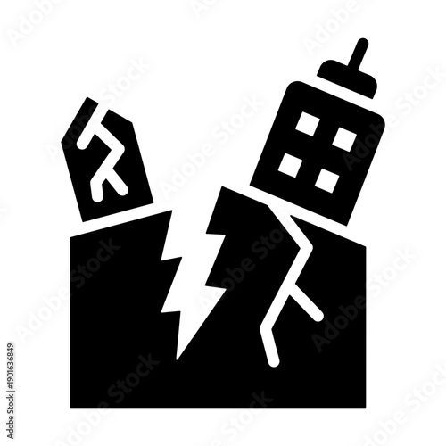 Earthquake Icon - Solid Black