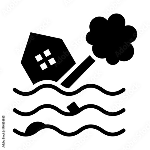 Flood Icon - Solid Black