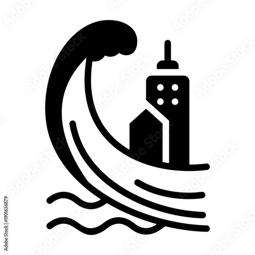 Tsunami Icon - Solid Black