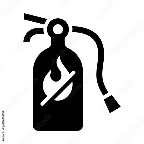 Fire Extinguisher Icon - Solid Black