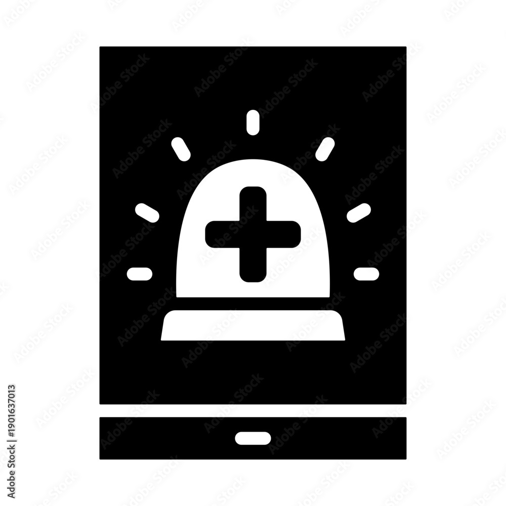 Fototapeta premium Emergency App Icon - Solid Black