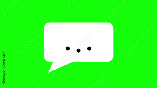 Animated Speech Bubble with Typing Dots on Green Screen Background