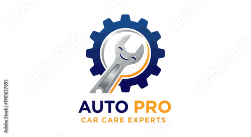 Auto Pro Car Care Experts Logo with Wrench and Gear.