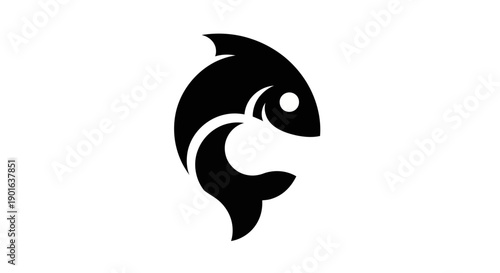Photography Black fish logo on white background