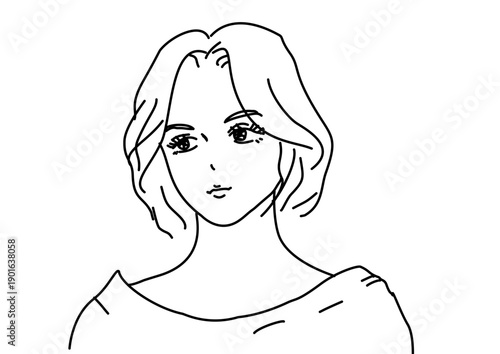 おしゃれな線画の女性ポートレート｜シンプル人物イラスト